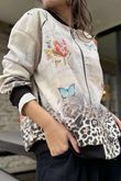 Laundry B Suko Suedette Bomber Jacket Freida Butterfly